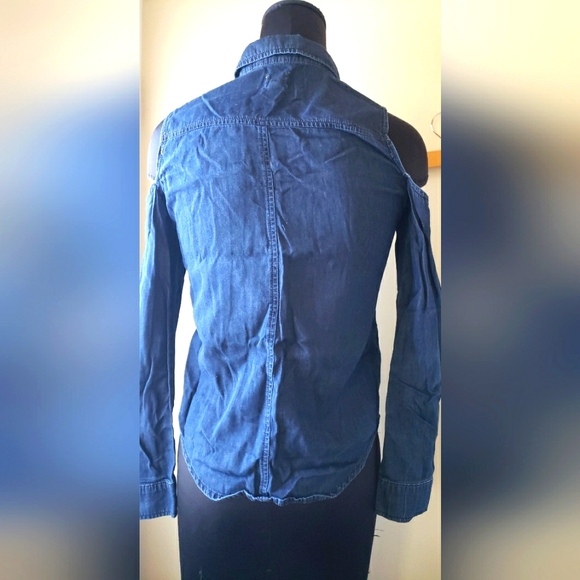 ASOS Denim off shoulder buttoned shirt xs - Picture 4 of 10